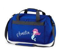 minimutz Sporttasche Schwimmen für Kinder - Personalisierbar mit Name - Schwimmtasche Meerjungfrau Duffle Bag für Mädchen und Jungen (Royalblau)