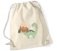 minimutz Turnbeutel Dino Kindergarten - Stoffbeutel Jungen Rucksack - Sportbeutel zum Zuziehen - 12L - 37x46cm (natur)