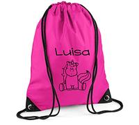 minimutz Turnbeutel Einhorn mit Name für Mädchen | Personalisierter Schuhbeutel Kinder inkl. Namensdruck | Sportbeutel Unicorn in pink
