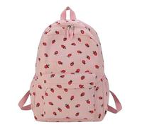 MININAI Niedlicher ästhetischer Rucksack für Damen, 2025, Kawaii-Erdbeer-Druck, Laptop-Rucksack, Kokette, Tagesrucksack für College, trendige Tasche, Pink, Modern