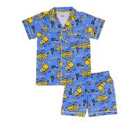 MINIONS, Ich - Einfach unverbesserlich, 100% Baumwolle, mit Knöpfen Kurzarm Schlafanzüge, Blue, 5-6 Jahre: 116cm, Blau