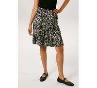 Minirock ANISTON CASUAL, Damen, Gr. 34, grau (hellgrau, grau, schwarz, weiß), Single Jersey, Obermaterial: 95% Viskose, 5% Elasthan, bedruckt, gemustert, figurumspielend kniefrei, Röcke Minirock, mit