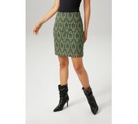 Minirock ANISTON CASUAL, Damen, Gr. 36, schwarz (schwarz, smaragdgrün, wollweiß, gelb, apfelgrün), Jersey, Obermaterial: 63% Polyester, 34% Viskose, 3% Elasthan, Jacquardmuster, gemustert, sehr figurb