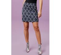 Minirock ANISTON CASUAL, Damen, Gr. 44, blau (blau, wollweiß, schwarz, kariert), Jersey, Obermaterial: 75% Polyester, 25% Viskose, kariert, figurbetont kniefrei, Röcke Minirock, im extravagantem Karo-