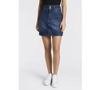 Minirock BOSS ORANGE "MINI SKIRT 1.0 Premium Damenmode", Damen, Gr. 34, dunkelblau 405, Web, Obermaterial: 53% Baumwolle, 34% Lyocell, 13% sonstige Fasern, unifarben, kurz, Röcke Minirock, im 70s Look