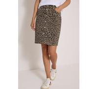 Minirock CECIL, Damen, Gr. 34, creamy mocha, Web, 81% Baumwolle, 17% Polyester, 2% Elasthan, normal knielang, Röcke Minirock, mit Leo-Muster (37431238-34) creamy mocha