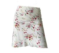 Minirock Damen-Midirock Mit Vintage-Print, Hochtaillierter, Plissierter, Schmal Geschnittener Satinrock, Geeignet Für Den Alltag.-Weiss-S