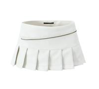 Minirock Für Damen - Schwarzer, Sexy, Schlanker, Niedriger Taillen-Reißverschluss, Weißer A-Linien-Rock, Braunes Anti-Walking-Neckholder-Kleid Aus Pu-Leder, Stil C, L