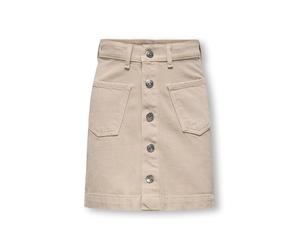 Minirock KIDS ONLY "KOGAMAZING COL SKIRT TAI DNM", Mädchen, Gr. 152, oatmeal, Twill, Obermaterial: 100% Baumwolle, unifarben, Basic kniefrei, Röcke Minirock (93383668-152) oatmeal