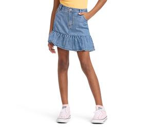 Minirock LEVI'S KIDS "LVG FLOUNCE SKORT", Mädchen, Gr. 16 (164), reach for the stars, Denim/Jeans, Obermaterial: 100% Baumwolle, unifarben, normal ca. Mitte Oberschenkel, Röcke Minirock, for Girls, ha