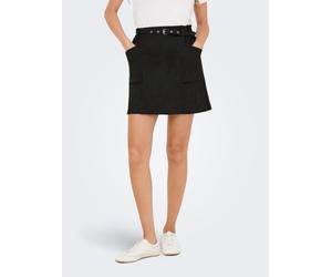 Minirock ONLY "ONLDIANE HEIDI LIFE FAUX SUEDE SKIRT OTW", Damen, Gr. L (40), schwarz, Web, Obermaterial: 92% Polyester, 8% Elasthan, unifarben, kurz, Röcke Minirock (10795821-L)