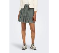 Minirock ONLY "ONLIBIZA LIFE SHORT SKIRT WVN NOOS", Damen, Gr. XS (34), grün (balsam grün), Web, Obermaterial: 100% Viskose, unifarben, regular fit kurz, Röcke Minirock, mit Volant (33949405-XS)
