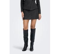 Minirock ONLY "ONLMAIKA MW SHORT SKIRT PNT OX", Damen, Gr. L, dunkelgrau melange, Web, Obermaterial: 100% Polyester, unifarben, kurz, Röcke Minirock (57505263-L) dunkelgrau melange