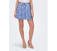 Minirock ONLY "ONLNALA LIFE SKORT WVN NOOS", Damen, Gr. S (36), blau (marina aop:weiß flower), Web, Obermaterial: 100% Viskose, bedruckt, regular fit kurz, Röcke Minirock (48564311-S) marina aop:weiß