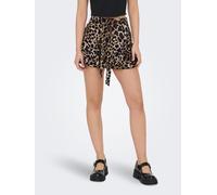 Minirock ONLY "ONLPOPTRASH MW AOP SKATE SKIRT PNT", Damen, Gr. S (36), light taupe aop:w chicory coffee leo, Obermaterial: 63% Viskose, 32% Nylon, 5% Elasthan, animal-print, bedruckt, regular fit kurz