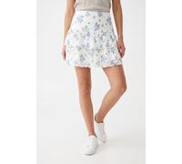 Minirock ONLY "ONLSAGA LACE MINI SKIRT", Damen, Gr. L (40), blau (cloud dancer aop:floral winter sky (saga)), Spitze, Obermaterial: 97% Polyamid, 3% Elasthan, bedruckt, geblümt, mini, Röcke Minirock,