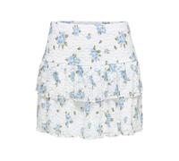 Minirock ONLY "ONLSAGA LACE MINI SKIRT", Damen, Gr. L (40), cloud dancer aop:floral winter sky (saga), Spitze, Obermaterial: 97% Polyamid, 3% Elasthan, bedruckt, geblümt, mini, Röcke Minirock, Materia