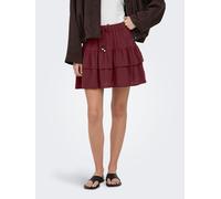 Minirock ONLY "ONLSWAR STRING SHORT SKIRT WVN", Damen, Gr. M (38), rot (tawny port), Web, Obermaterial: 100% Baumwolle, unifarben, kurz, Röcke Minirock, Baumwolle (26393509-M) tawny port