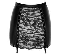 Minirock „Orgia“ im Powerwetlook Noir schwarz Hauptmaterial 76% Polyester, 24% Elasthan, Polimer Beschichtung, Spitze 85% Polyamid, 15% Elasthan