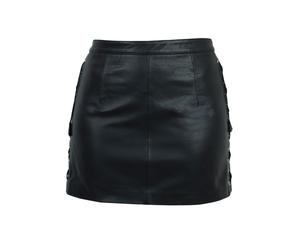 Minirock RICANO "Lederrock RK-05 Skirt", Damen, Gr. L, schwarz, Obermaterial: 100% Lammnappaleder LANA., schmal mini, Röcke Minirock, Handgefertigt aus echtem Leder (17973133-L) schwarz