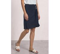 Minirock STREET ONE, Damen, Gr. 32, blau (schwarzest blau), Stoff, 95% Viskose, 5% Elasthan, unifarben, comfort fit knielang, Röcke Minirock, in Wickel-Optik (33960633-32) schwarzest blau