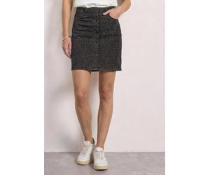 Minirock STREET ONE, Damen, Gr. 34, grau (braun leo washed), Jeans, 81% Baumwolle, 17% Polyester, 2% Elasthan, comfort fit kniefrei, Röcke Minirock, mit Leo-Print (46699954-34) braun leo washed