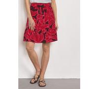 Minirock STREET ONE, Damen, Gr. 34, salsa rot, Stoff, 100% Viskose, gemustert, normal knielang, Röcke Minirock, Middle Waist (33482924-34) salsa rot