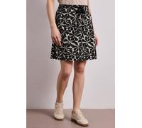 Minirock STREET ONE, Damen, Gr. 34, schwarz, Stoff, 95% Viskose, 5% Elasthan, geblümt, comfort fit mini, Röcke Minirock, mit allover Blumenprint (16391605-34) schwarz