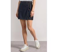 Minirock STREET ONE, Damen, Gr. 36, blau (rinse blau washed), Jeans, 83% Baumwolle, 15% Polyester, 2% Elasthan, unifarben, normal ca. Mitte Oberschenkel, Röcke Minirock, in Wickel-Optik (74092436-36)