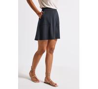 Minirock STREET ONE, Damen, Gr. 38, deepwater blau, Stoff, 70% Viskose, 25% Polyester, 5% Elasthan, unifarben, normal kniefrei, Röcke, mit großen Fronttaschen (85726651-38) deepwater blau