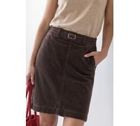 Minirock STREET ONE, Damen, Gr. 40, braun (schwarz coffee), Cord, Obermaterial: 100% Baumwolle. Futter: 100% Viskose, unifarben, körpernah kniefrei, Röcke Minirock, Sommerrock / Cordrock mit Schnallen
