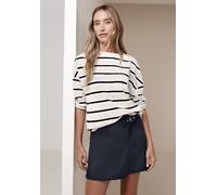 Minirock STREET ONE, Damen, Gr. 40, shadowed navy, Stoff, 70% Polyester, 28% Viskose, 2% Elasthan, unifarben, normal kniefrei, Röcke Minirock, Middle Waist (19793610-40) shadowed navy