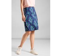 Minirock STREET ONE, Damen, Gr. 42, blau (violet blau), Stoff, 95% Viskose, 5% Elasthan, bedruckt, gerade mini, Röcke Minirock, im elastischen Materialmix (42554326-42) violet blau