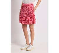 Street One Damen Minirock Chiffon geblümt knielang mit Volants 100% Polyester Salsa Rot Gr. 42