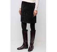 Minirock STREET ONE, Damen, Gr. 42, schwarz, Stoff, 98% Polyester, 2% Elasthan, unifarben, comfort fit knielang, Röcke Minirock, mit Zipper-Detail (62506224-42) schwarz