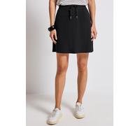 Minirock STREET ONE, Damen, Gr. 44, schwarz, Stoff, 95% Viskose, 5% Elasthan, unifarben, normal kniefrei, Röcke, mit Elastikbund (93004021-44) schwarz