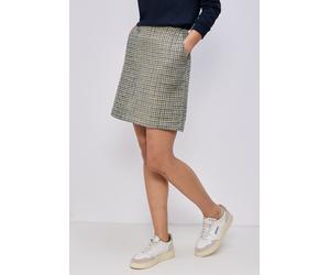 Minirock STREET ONE, Damen, Gr. 46, bunt (shadowed navy), Stoff, 100% Polyester, gemustert, normal knielang, Röcke Minirock, Middle Waist (94592041-46) shadowed navy