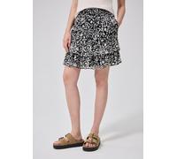 Minirock STREET ONE STUDIO, Damen, Gr. 42, schwarz, Stoff, Obermaterial: 100% Polyester. Unterrock: 100% Modal, gemustert, normal ca. Mitte Oberschenkel, Röcke Minirock, mit Elastikbund (91447347-42)