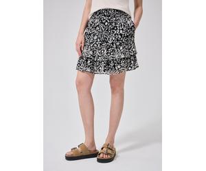 Minirock STREET ONE STUDIO, Damen, Gr. 46, schwarz, Stoff, Obermaterial: 100% Polyester. Unterrock: 100% Modal, gemustert, normal ca. Mitte Oberschenkel, Röcke Minirock, mit Elastikbund (91447347-46) 