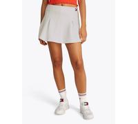 Minirock TOMMY JEANS "TJW PIQUE BADGE F&F SKIRT EXT", Damen, Gr. XXL (44), beige (ecru), Piqué, Obermaterial: 52% Baumwolle, 43% Polyester, 5% Elasthan, unifarben, ausgestellt Mini, Röcke Minirock, mi