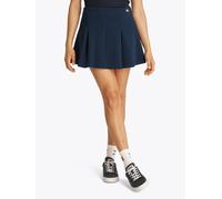 Minirock TOMMY JEANS "TJW PIQUE BADGE F&F SKIRT EXT", Damen, Gr. XXL (44), blau (schwarz night navy), Piqué, Obermaterial: 52% Baumwolle, 43% Polyester, 5% Elasthan, unifarben, ausgestellt Mini, Röcke