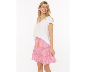 Minirock ZWILLINGSHERZ "Paisley", Damen, Gr. S/M, pink, Obermaterial: 100% Baumwolle, Röcke Minirock, Paisleymuster, Tasseln, kurzer Schnitt (89639316-S) pink