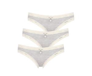 Minislip LIKE IT "3er Pack Damen Minislip Kim", Damen, Gr. XL, bunt (ivory grau), Obermaterial: 95% Modal CMD. 5% Elasthan EL., Unterhosen (22063663-XL) ivory grau