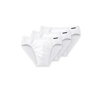 Minislip SCHIESSER "Essentials", Herren, Gr. 6, weiß (100, weiß), Single Jersey, Obermaterial: 95% Baumwolle, 5% Elasthan, unifarben, eng, Unterhosen, mit kleinem Logo am Bund (51084156-6) 100, weiß