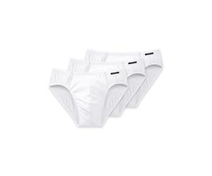 Minislip SCHIESSER "Essentials", Herren, Gr. 7, weiß (100, weiß), Single Jersey, Obermaterial: 95% Baumwolle, 5% Elasthan, unifarben, eng, Unterhosen, mit kleinem Logo am Bund (51084156-7) 100, weiß