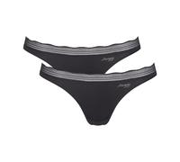 Minislip SLOGGI "GO Blush Mini 2P", Damen, Gr. L, Microfaser, schwarz, Microfaser, Obermaterial: 90% Polyamid, 10% Elasthan, Unterhosen, mit Spitzendetails (17644048-L) schwarz