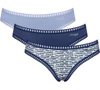 Slip SLOGGI "GO Crush Mini C3P", Damen, Gr. XXL, blau (multiple colours 3), Single Jersey, Obermaterial: 95% Baumwolle, 5% Elasthan, unifarben, gemustert, körpernah, Unterhosen, mit Spitzendetails (97