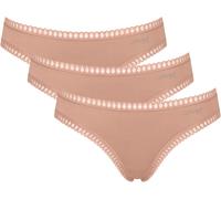 Minislip SLOGGI "GO Crush Mini C3P", Damen, Gr. L, braun (cameo braun), Single Jersey, Obermaterial: 95% Baumwolle, 5% Elasthan, gemustert, unifarben, körpernah, Unterhosen, mit Spitzendetails (315927