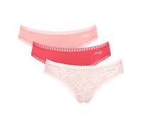 Minislip SLOGGI "GO Crush Mini C3P", Damen, Gr. L, rot, light combination, Single Jersey, Obermaterial: 95% Baumwolle, 5% Elasthan, gemustert, unifarben, körpernah, Unterhosen Minislip, mit Spitzendet
