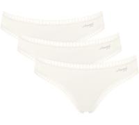 Minislip SLOGGI "GO Crush", Damen, Gr. M, weiß (silk weiß), Single Jersey, Obermaterial: 95% Baumwolle, 5% Elasthan, unifarben, gemustert, körpernah, Unterhosen, dehnbare Spitzendetails, uni, gemuster